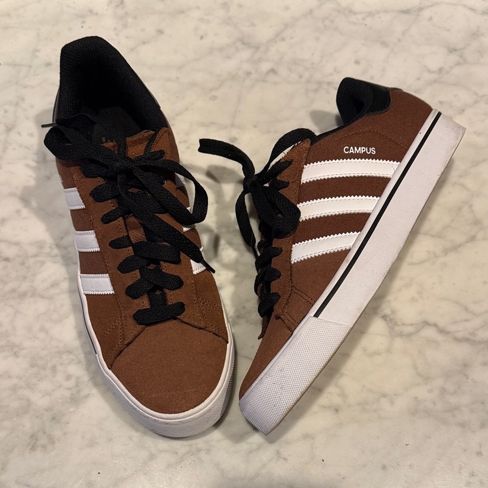 Adidas Campus vulc Brown and White Sneakers